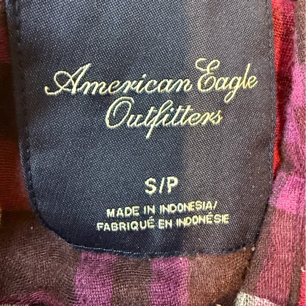 American Eagle Outfitters Red and Purple Plaid Shirt - Picture 2 of 2